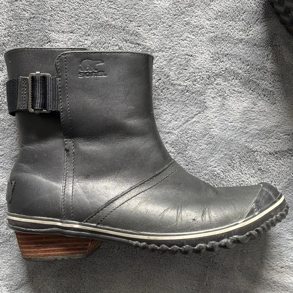 Sorel Black Leather slimboot boots 8.5 - Picture 4 of 11